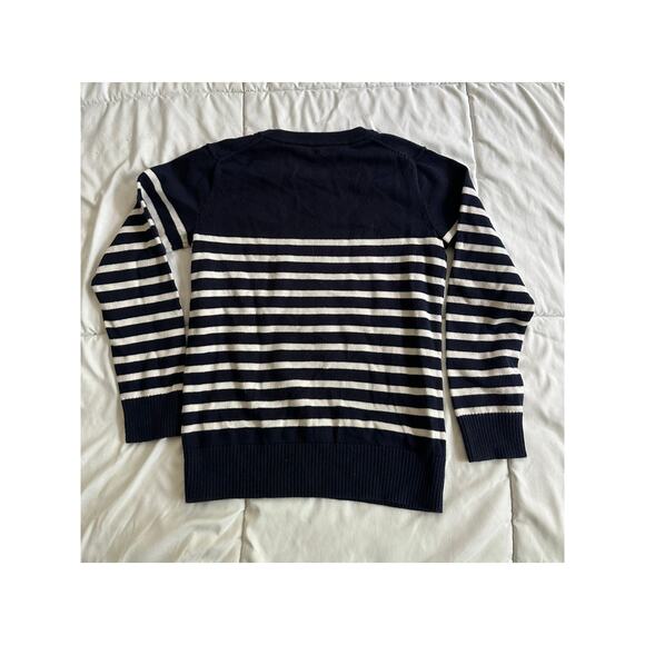 Boy's Primary Navy White Striped Pullover Sweater Size 6-7 - Picture 2 of 3